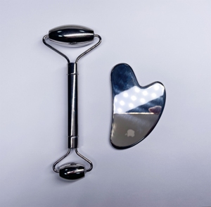 Stainless Steel Heart Shaped Beauty Metal Guasha Facial Massager <b>Roller</b> Gua Sha Set - Product Image 4
