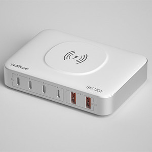Özelleştirilmiş 100W 4 tip-c 2 USB-A kablosuz 7 in 1 şarj masaüstü Tablet telefon evrensel pil şarj cihazı güç kaynağı adaptörü - Product Image 2