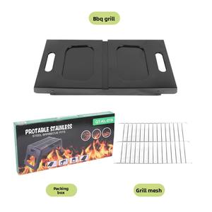 Barbecue au charbon de bois portable multifonctionnel pliable sans fumée en fer, vente en gros d'usine, pour <span class=keywords><strong>BBQ</strong></span> et fêtes en extérieur, personnalisable - Product Image 4