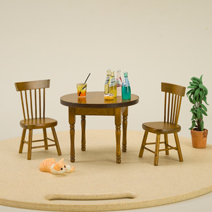 1:12 DIY juguete casa de muñecas comida en miniatura escena modelo Mini Mesa Redonda de madera traje hecho de madera - Product Image 2