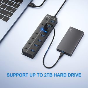 Hub USB 3.0 de 7 Puertos con Interruptores Individuales de Encendido/Apagado para <span class=keywords><strong>MacBook</strong></span>, Surface <span class=keywords><strong>Pro</strong></span>, Unidades Flash y Dispositivos Móviles, Longitud de 0.3M/1.2M - Product Image 4