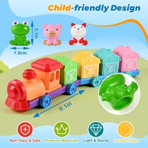 Set Treno con Animali da Fattoria per Bambini, Gioco Educativo <span class=keywords><strong>Montessori</strong></span> per Conteggio, Abbinamento e Ordinamento, 10 Marionette da Dito, Fattoria Educativa - Product Image 3