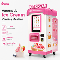 Distributeur automatique de crème glacée avec écran tactile de 49 pouces, machine à crème glacée molle en libre-service avec système de pasteurisation UV