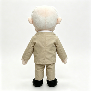 Marioneta de peluche de abuelo con bigote de pelo blanco, traje beige, pajarita roja, juguete de peluche suave para niños de 3 años en adelante - Product Image 3