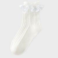 Chaussettes de cheville en dentelle à volants pour femmes, tricotées en coton et fibre de bambou, style Lolita mignon pour filles - Vente en gros usine