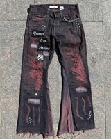 Jean Homme Y2K en Denim Noir Délavé, Style Vintage, Détails Déchirés et Surpiqûres, Qualité Supérieure, Personnalisable OEM/ODM, Collection Streetwear 2026
