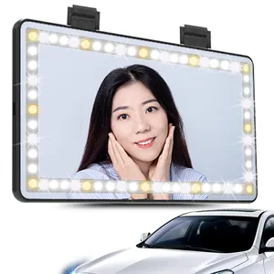 2021热卖汽车遮阳板化妆镜带灯发光二极管镜子带调光亮度发光二极管汽车化妆镜