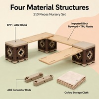 Ensemble de jeu de motricité globale pour tout-petits, 210 pièces, blocs géants en mousse EPP, planches en contreplaqué de bouleau, équipement pour salle de garderie