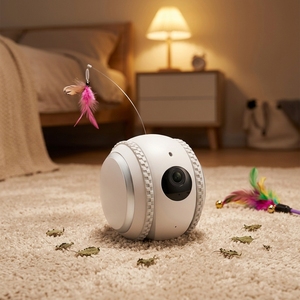 Caméra pour animaux de compagnie intelligente WiFi, écologique, adorable, jouet interactif en forme de balle avec diffusion en direct HD 1080P, contrôle par application - Product Image 1