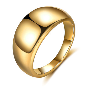 Anillo Ovalado de Acero de Titanio de 10 mm, Color Dorado, Joyería de Moda para Hombre, Regalo, Forma Geométrica, Diseño Sencillo - Product Image 1