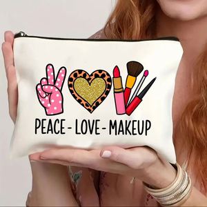 Cross-border Hot New Letter Printing Canvas Zipper Closure High-value Large Capacity Modern Student <b>Storage</b> Cosmetic Pencil Bag - Product Image 5