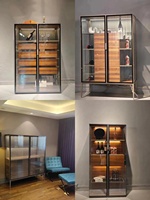 Buffet personnalisable en noyer de style italien Vitrine avancée en verre trempé avec lampe LED