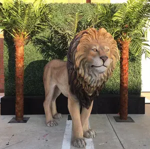 Fiberglass 3d Resin Sculpture Custom Life Size Safari Lion Props Statue Wild Animals Sculpture