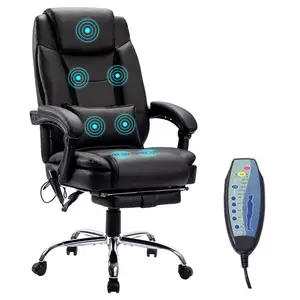 Wholesale Pu Leather Boss Management Heated Massage Office Chair With Footrest And Wheel