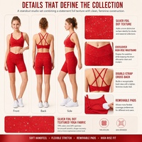 Ensemble de yoga personnalisé à pois métallisés, soutien-gorge à col en V et bretelles croisées, short cycliste taille haute croisée, idéal pour le Pilates, le studio et le fitness