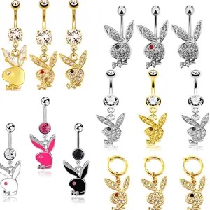 Ins Fashion Hot Konijn Belly Button Ring 316L Medische Chirurgisch Roestvrij Staal Piercing Animal Navel Piercing Sieraden