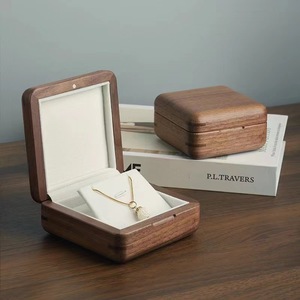 Wooden Jewelry Box Square Natural Wood Color Solid Wood Desktop <b>Storage</b> Box For <b>Rings</b> Necklaces Wedding Gifts - Product Image 1