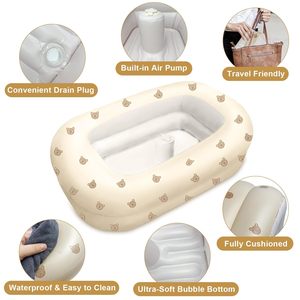 Baignoire gonflable pour bébé, pliable, portable, imprimé ours, pour nourrissons et jeunes enfants - Product Image 6