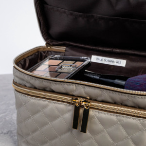 Custom Two-Tier Large Gray PVC Cosmetic <b>Case</b> Zipper ISO BSCI Factory's ISO BSCI Factory's Two-Tier Polyester <b>Makeup</b> Box Daily - Product Image 5