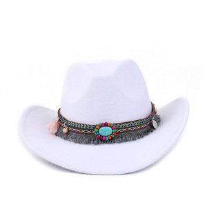 <span class=keywords><strong>Cappello</strong></span> da Cowboy occidentale alla moda con ampio bordo stile etnico spiaggia Sombrero personalizzabile - Product Image 5