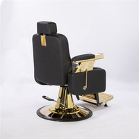 Fauteuil de barbier classique de luxe en cuir PU, design traditionnel, base à pompe hydraulique robuste, pivotant à 360 degrés, pour salon de coiffure, hôtel
