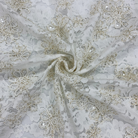 Tissu en dentelle de luxe marron, guipure française, tulle ajouré, maille à sequins, cordon chenille brodé floral pour robe de soirée et vêtements