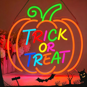 Neon Pumpkin <b>Light</b> Halloween Decor <b>Round</b> Silicone <b>LED</b> Sign IP65 Indoor Party Lighting 2700K Warm White - Product Image 3