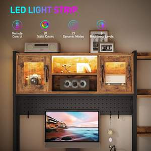 Estación DE TRABAJO Oficina en casa Estantes de almacenamiento marrón Archivador <span class=keywords><strong>Cajones</strong></span> Pegboard <span class=keywords><strong>Escritorio</strong></span> de juegos <span class=keywords><strong>con</strong></span> Hutch <span class=keywords><strong>Gamer</strong></span> Mesa de computadora - Product Image 5