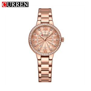 9085 CURREN Women Quartz Watch Alloy <b>Case</b> Stainless Steel Strap Rose Gold Luxury Sport Fashion <b>Coin</b> Design Waterproof Small Dial - Product Image 1