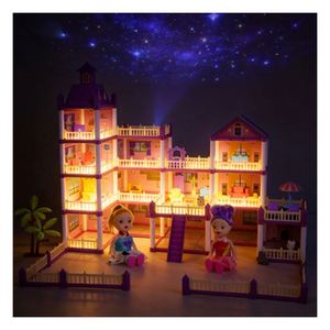 Casa de Muñecas de Plástico Inspirada en una Mansión, con Dormitorio, Cocina, Baño, Balcón y Muebles, Juguete de Regalo para Niños de 5 a 7 Años - Product Image 2