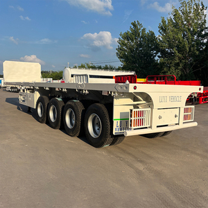 Semi-remorque plateau à quatre <span class=keywords><strong>essieux</strong></span> de 40 pieds pour le transport de conteneurs, carrosserie en acier robuste pour utilisation logistique en port et entrepôt - Product Image 5