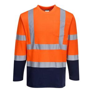 PORTWEST - S280ONRXXL T-shirt en coton à manches longues bicolore Comfort orange/bleu marine-EAN 5036108320059 HI-VIS WORKWEAR - Product Image 1