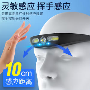 Lampe frontale Strong Wolf Cob 2000 mAh rechargeable, réglable, pour cyclisme en extérieur, haute intensité, en silicone, pour course nocturne - Product Image 4