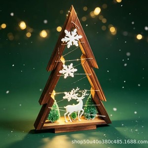 Wooden Christmas <b>Tree</b> <b>Ornament</b> Medium Size Hanging Desk Decoration For Home Holiday Display - Product Image 2