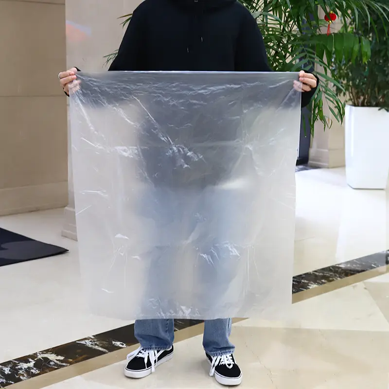 カスタムラージビッグサイズプラスチックLdpeフラットポリバッグ透明防水ダストカバーフラットクリアPeバッグ