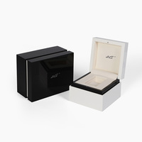 Boîte à montre en bois à double porte noire, écologique, avec logo personnalisé, pour cosmétiques, bijoux, cadre photo et emballage de bougies