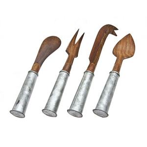 4 Pieces Brass Handle Acacia Wooden Cheese Knife Set Cheese Knives Set Cheese Set - Product Image 6