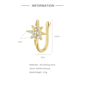 CANNER Octagonal Star-Studded Diamond Zircon <b>Nose</b> Ring <b>Nose</b> <b>Cuff</b> Piercing Jewelry S925 Silver Wholesale - Product Image 2