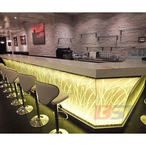 Artificial Stone Luxury Restaurant Nightclub Furniture Modern Led Bar Counter
