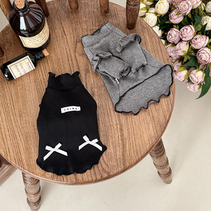 Camiseta elegante de estilo coreano en negro y gris para perros, gatos, perros pequeños, Teddy, Bichon Frise - Product Image 1