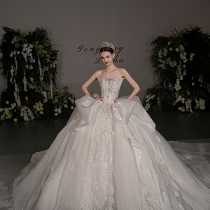 Robes de mariée Jancember GT131 à col bateau scintillant <span class=keywords><strong>avec</strong></span> motif en dentelle pour femmes - Product Image 3