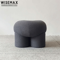Meubles 75 cm en laine d'agneau doux et pelucheux, tabouret de salon nordique, en peluche