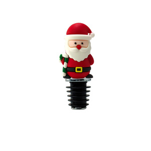 Christmas <b>Wine</b> <b>Stopper</b> PVC Santa Snowman Reindeer Cork Seal Bottle Closure Decorative Holiday Party Gift Set - Product Image 2