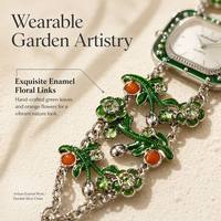 Montre-bracelet Soleviah pour femme, motif floral inspiré du jardin, bijoux à feuilles vertes, montre à quartz, thème nature, cadeau pour femme