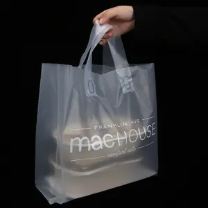 Großhandel transparente Kunststoff Restaurants Taschen benutzer definierte Lebensmittel verpackung Takeaway Bag mit Takeaway Taschen Logos
