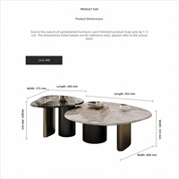 Table basse gigogne de luxe avec plateau en pierre frittée et base en métal – Ensemble de tables basses modernes pour salon