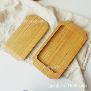 Plateau de service carré en bambou carbonisé, style Zakka créatif, pour café, thé, desserts, couleur unie - Product Image 3