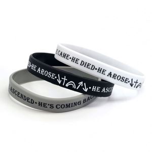 สายรัดข้อมือซิลิโคนคำคมสร้างแรงบันดาลใจจากพระคัมภีร์ สายรัดข้อมือยางสำหรับความเชื่อทางศาสนา เหมาะสำหรับงานอีเว้นท์ ปาร์ตี้ โปรโมชั่น พร้อมโลโก้สั่งทำได้ - Product Image 4