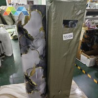 Pelapis Dinding Marmer Putih Abu-abu Tua MOI 120cm X 300cm Tepi Emas Dekorasi Interior