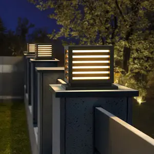 Recinzione paesaggistica per esterni impermeabile IP65 illuminazione a colonna da giardino porta a LED cortile colonna solare luce a colonna luce da giardino